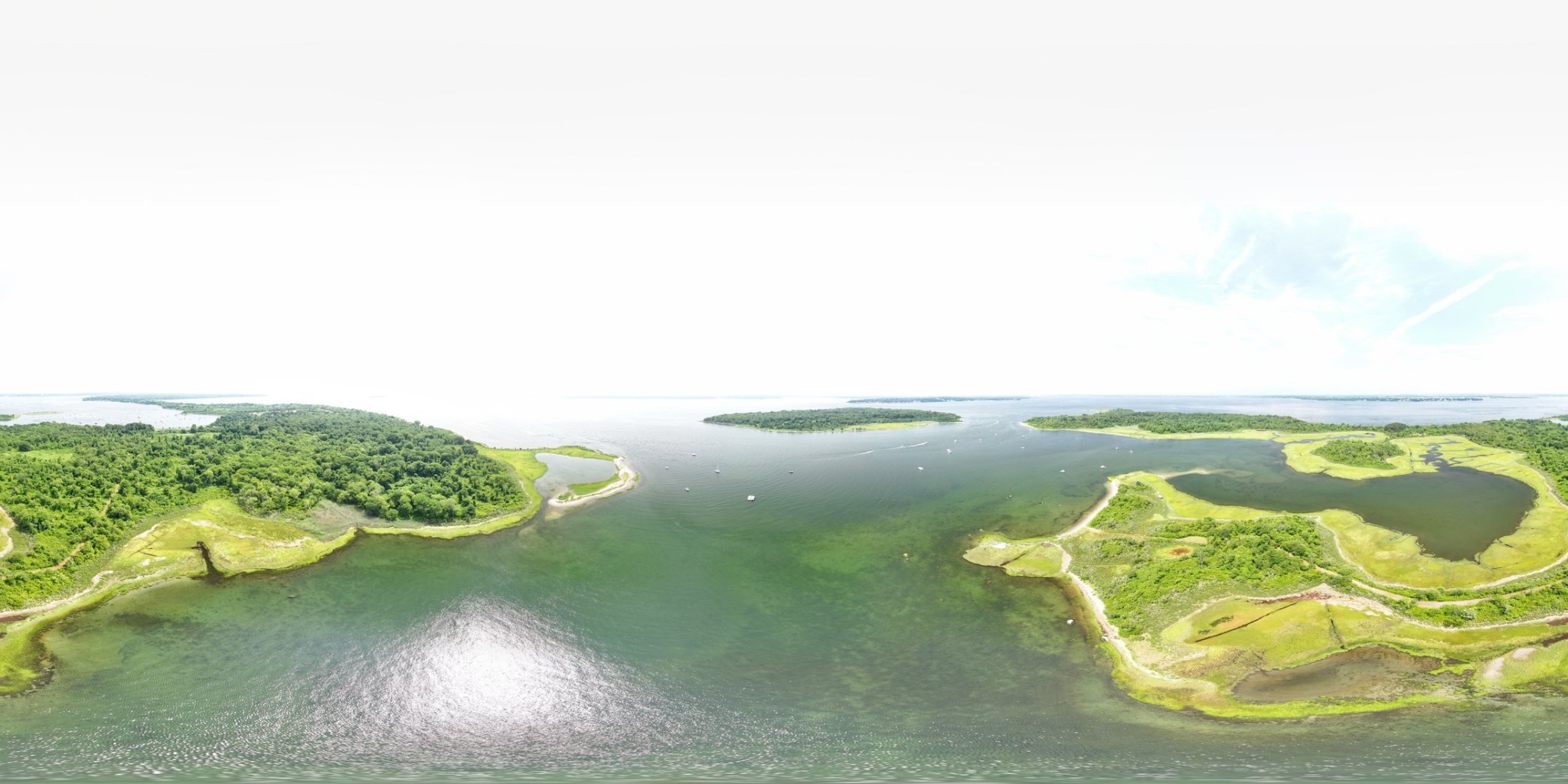 Aerial drone view of a Rhode Island coastal property